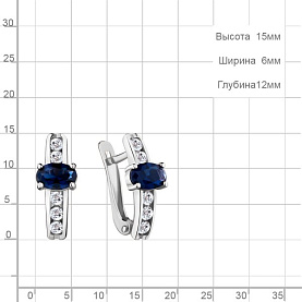 Серьги Аквамарин - Серебро 925, Синтетический сапфир , Фианит (арт. 48814АБ.5)