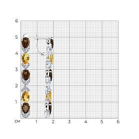 Серьги SOKOLOV - Серебро 925, Раухтопаз, Фианит, Цитрин (арт. 92021424)
