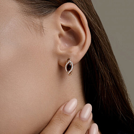 Серьги SOKOLOV - Золото 585, Гранат, Фианит (арт. 729315)