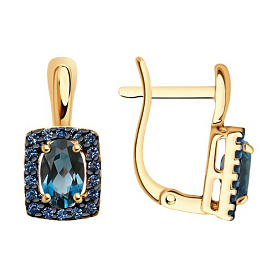 Серьги SOKOLOV - Серебро 925, Топаз лондон, Фианит (арт. 92022942)