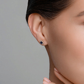 Серьги SOKOLOV - Золото 585, Синтетический сапфир , Фианит (арт. 728958)