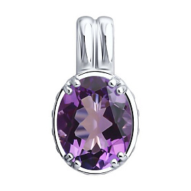 Подвеска SOKOLOV - Серебро 925, Аметист, Фианит (арт. 92030855)