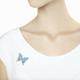 Брошь SOKOLOV - Серебро 925, Топаз, Фианит (арт. 92040090)