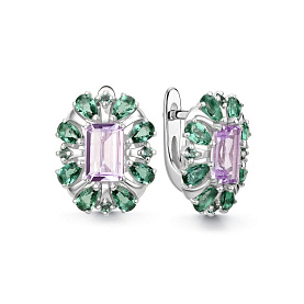 Серьги Дар - Серебро 925, Аметист, Празиолит (арт. Сэ-0084рс415912)