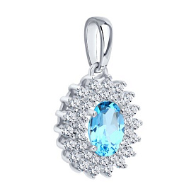 Подвеска SOKOLOV - Серебро 925, Топаз, Фианит (арт. 92030819)