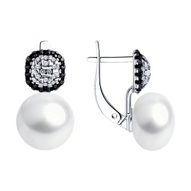 Серьги Diamant - Серебро 925, Жемчуг культивированный, Фианит (арт. 94-320-02621-1)