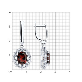Серьги Diamant - Серебро 925, Гранат, Фианит (арт. 94-321-02042-2)