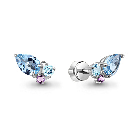 Серьги Аквамарин - Серебро 925, Аметист, Топаз (арт. 400756510.5)