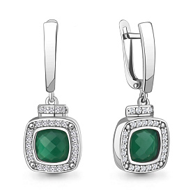 Серьги Аквамарин - Серебро 925, Агат, Фианит (арт. 45011609А.5)