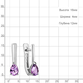 Серьги Аквамарин - Серебро 925, Аметист (арт. 45024404.5)