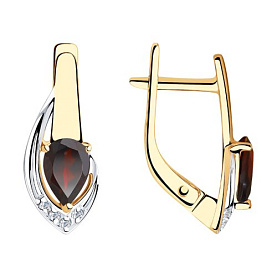 Серьги SOKOLOV - Золото 375, Гранат, Фианит (арт. 37725924)