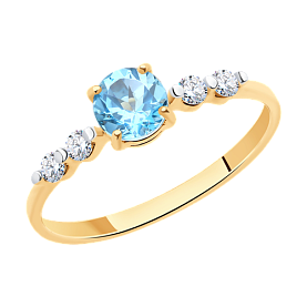 Кольцо SOKOLOV - Золото 375, Топаз, Фианит (арт. 37716213)