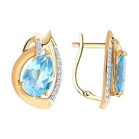 Серьги Diamant - Золото 585, Топаз, Фианит (арт. 51-320-00931-1)