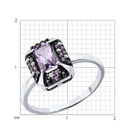 Кольцо SOKOLOV - Серебро 925, Аметист, Фианит (арт. 92014868)