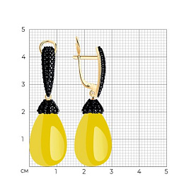Серьги SOKOLOV - Серебро 925, Фианит, Янтарь (арт. 83020102)