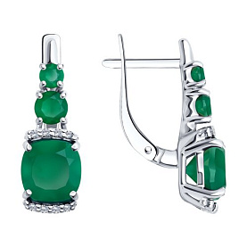 Серьги SOKOLOV - Серебро 925, Агат, Фианит (арт. 92023023)