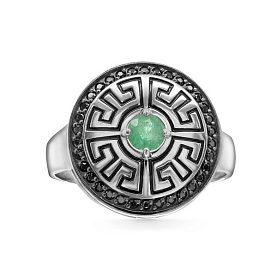 Кольцо Кабаровских - Серебро 925, Фианит, Изумруд (арт. 11-706-1200)