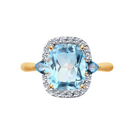 Кольцо SOKOLOV - Золото 585, Топаз, Фианит (арт. 717160)