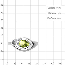 Кольцо Аквамарин - Серебро 925, Фианит, Хризолит (арт. 65015007А.5)