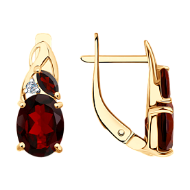 Серьги SOKOLOV - Золото 375, Гранат, Фианит (арт. 37727584)