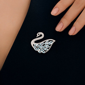 Брошь SOKOLOV - Серебро 925, Топаз, Фианит (арт. 92040123)