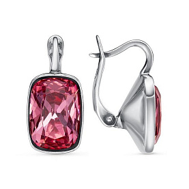 Серьги Красная пресня - Серебро 925, Стекло (арт. 33612870-12)