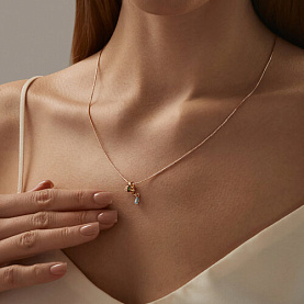 Подвеска SOKOLOV - Золото 585, Синтетический изумруд, Топаз, Фианит (арт. 732327)