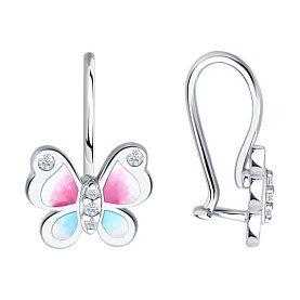 Серьги Diamant - Серебро 925, Фианит, Эмаль (арт. 94-120-02185-1)