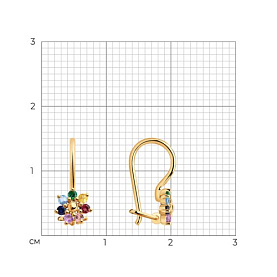 Серьги SOKOLOV - Золото 375, Аметист, Родолит, Синтетический ситалл , Топаз, Фианит, Цитрин (арт. 37727382)