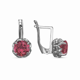 Серьги Красная пресня - Серебро 925, Синтетический рубин (арт. 335152-8)