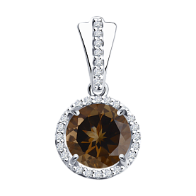 Подвеска SOKOLOV - Серебро 925, Раухтопаз, Фианит (арт. 92030320)