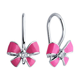 Серьги Diamant - Серебро 925, Фианит, Эмаль (арт. 94-120-02150-1)