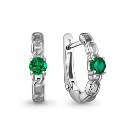 Серьги Аквамарин - Серебро 925, Синтетический изумруд (арт. 450128П.5)
