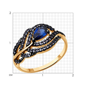 Кольцо SOKOLOV - Серебро 925, Синтетический сапфир , Фианит (арт. 88010076)