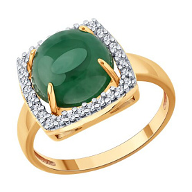 Кольцо SOKOLOV - Серебро 925, Жадеит, Фианит (арт. 83010276)