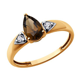 Кольцо SOKOLOV - Серебро 925, Раухтопаз, Фианит (арт. 92014505)