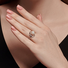 Кольцо SOKOLOV - Серебро 925, Жемчуг культивированный, Фианит (арт. 92014447)