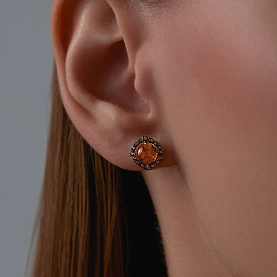 Серьги Diamant - Золото 585, Раухтопаз, Янтарь пресс. (арт. 51-322-02323-1)