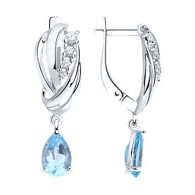 Серьги SOKOLOV - Серебро 925, Топаз, Фианит (арт. 92022257)