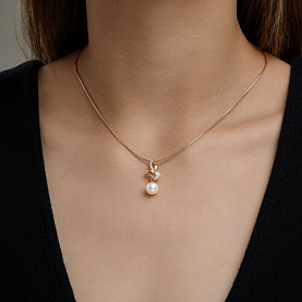 Подвеска SOKOLOV - Золото 585, Жемчуг культивированный, Фианит (арт. 793173)