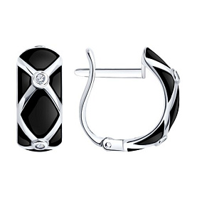 Серьги Diamant - Серебро 925, Фианит, Эмаль (арт. 94-120-00235-2)