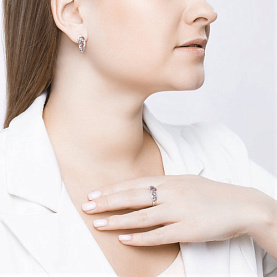 Кольцо SOKOLOV - Серебро 925, Аметист, Фианит (арт. 92011011)