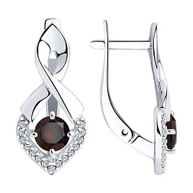Серьги Diamant - Серебро 925, Гранат, Фианит (арт. 94-320-00380-2)