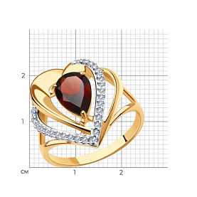 Кольцо SOKOLOV - Серебро 925, Гранат, Фианит (арт. 93-310-00545-1)