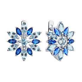 Серьги SOKOLOV - Серебро 925, Топаз, Фианит (арт. 92023072)