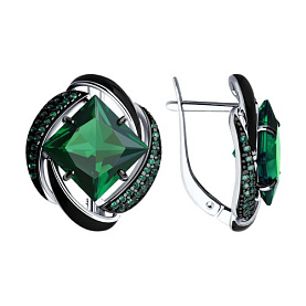 Серьги SOKOLOV - Серебро 925, Синтетический ситалл , Фианит, Эмаль (арт. 92021455)