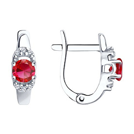 Серьги SOKOLOV - Серебро 925, Синтетический рубин, Фианит (арт. 84020016)