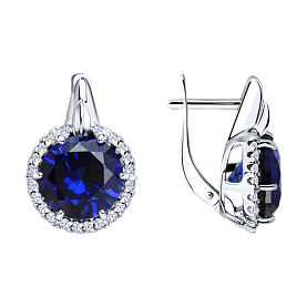 Серьги SOKOLOV - Серебро 925, Синтетический сапфир , Фианит (арт. 88020008)