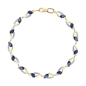 Браслет SOKOLOV - Золото 585, Синтетический сапфир , Фианит (арт. 750233)
