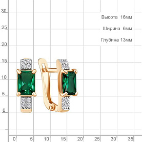 Серьги Аквамарин - Серебро 925, Синтетический изумруд, Фианит (арт. 400529АГ.6)